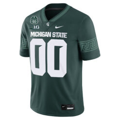 Alternative view of Custom Michigan State Spartans Football Green Game Stitched Jersey w/ 100th Spartan Stadium Patch