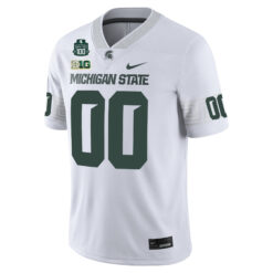Alternative view of Custom Michigan State Spartans Football White Game Stitched Jersey w/ 100th Spartan Stadium Patch