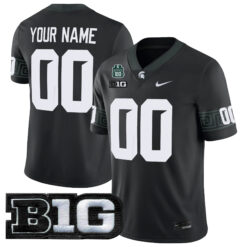 Custom Michigan State Spartans Football Black Game Stitched Jersey w/ 100th Spartan Stadium Patch