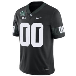 Alternative view of Custom Michigan State Spartans Football Black Game Stitched Jersey w/ 100th Spartan Stadium Patch