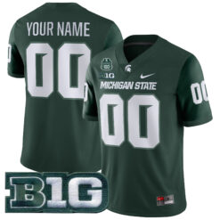 Custom Michigan State Spartans Football Green Alternate Game Stitched Jersey w/ 100th Spartan Stadium Patch