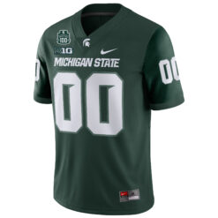 Alternative view of Custom Michigan State Spartans Football Green Alternate Game Stitched Jersey w/ 100th Spartan Stadium Patch
