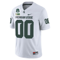 Alternative view of Custom Michigan State Spartans Football White Alternate Game Stitched Jersey w/ 100th Spartan Stadium Patch