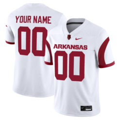 Custom Arkansas Razorbacks Football White Alternate Game Stitched Jersey