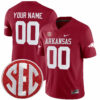 Custom Arkansas Razorbacks Football Cardinal Game Stitched Jersey w/ SEC Patch