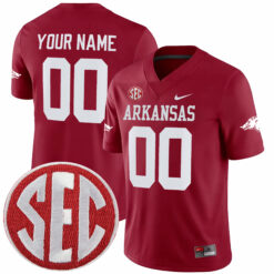 Custom Arkansas Razorbacks Football Cardinal Game Stitched Jersey w/ SEC Patch