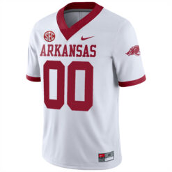 Alternative view of Custom Arkansas Razorbacks Football White Game Stitched Jersey w/ SEC Patch