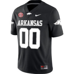 Alternative view of Custom Arkansas Razorbacks Football Black Game Stitched Jersey w/ SEC Patch