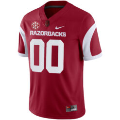 Alternative view of Custom Arkansas Razorbacks Football Cardinal Alternate Game Stitched Jersey w/ SEC Patch