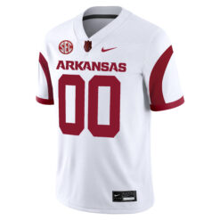 Alternative view of Custom Arkansas Razorbacks Football White Alternate Game Stitched Jersey w/ SEC Patch