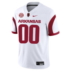 Alternative view of Custom Arkansas Razorbacks Football White Alternate Stitched Jersey w/ SEC Patch