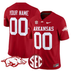 Custom Arkansas Razorbacks Football Cardinal Stitched Jersey