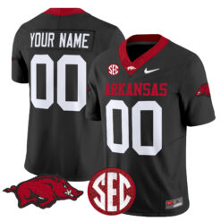 Custom Arkansas Razorbacks Football Black Stitched Jersey