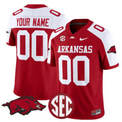 Custom Arkansas Razorbacks Football Alternate Cardinal Stitched Jersey