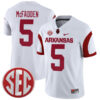 Darren McFadden Arkansas Razorbacks Football White Away Game Stitched Jersey w/ SEC Patch