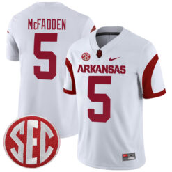 Darren McFadden Arkansas Razorbacks Football White Away Game Stitched Jersey w/ SEC Patch