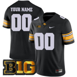 Custom Iowa Hawkeyes Football Black Home Game Stitched Jersey w/ B1G Patch