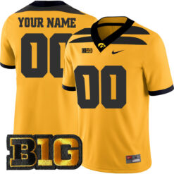 Custom Iowa Hawkeyes Football Gold Alternate Game Stitched Jersey w/ B1G Patch