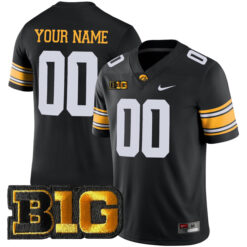 Custom Iowa Hawkeyes Football Black Alumni Limited Stitched Jersey w/ B1G Patch