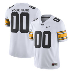 Custom Iowa Hawkeyes Football White Away Game Stitched Jersey
