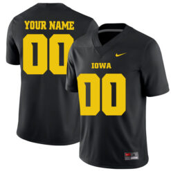 Custom Iowa Hawkeyes Football Black Alternate Game Stitched Jersey