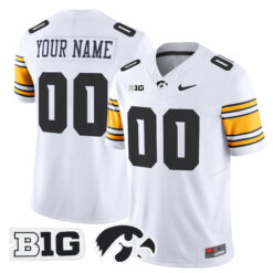 Custom Iowa Hawkeyes Football White Vapor F.U.S.E Limited Stitched Jersey w/ B1G Patch