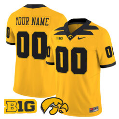 Custom Iowa Hawkeyes Football Gold Vapor F.U.S.E Limited Stitched Jersey w/ B1G Patch