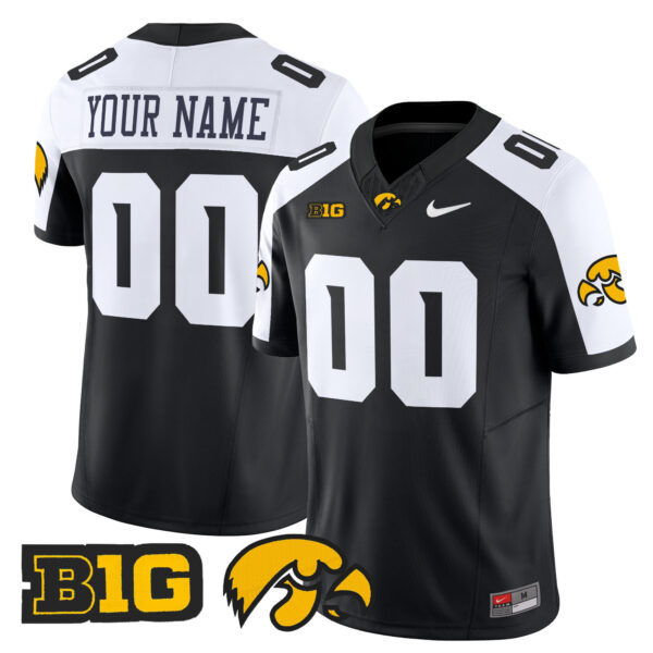 Custom Iowa Hawkeyes Football Alternate Black Vapor F.U.S.E Limited Stitched Jersey w/ B1G Patch