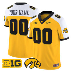 Custom Iowa Hawkeyes Football Alternate Gold Vapor F.U.S.E Limited Stitched Jersey w/ B1G Patch