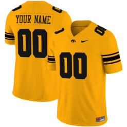 Custom Iowa Hawkeyes Football Gold Vapor Limited Stitched Jersey