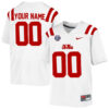 Custom Ole Miss Rebels Football White Away Stitched Jersey w/ SEC Patch