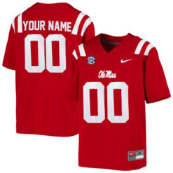 Custom Ole Miss Rebels Football Red Alternate Stitched Jersey w/ SEC Patch