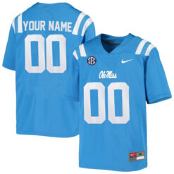 Custom Ole Miss Rebels Football Powder Blue Alternate Stitched Jersey w/ SEC Patch