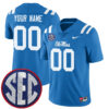 Custom Ole Miss Rebels Football Powder Blue Alternate Limited Stitched Jersey w/ SEC Patch