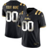 Custom Ole Miss Rebels Football Black Gold Stitched Jersey w/ SEC Patch