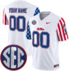 Custom Ole Miss Rebels Football American Style White Stitched Jersey w/ SEC Patch