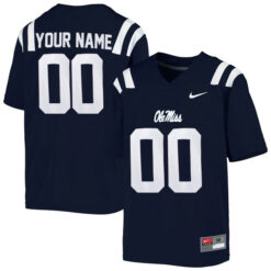 Custom Ole Miss Rebels Football Navy Blue Home Stitched Jersey