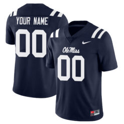 Custom Ole Miss Rebels Football Navy Blue Home Limited Stitched Jersey