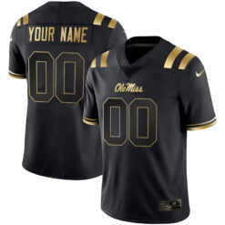 Custom Ole Miss Rebels Football Black Gold Limited Stitched Jersey
