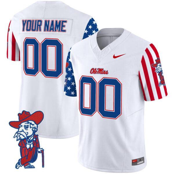 Custom Ole Miss Rebels Football American Style White Stitched Jersey