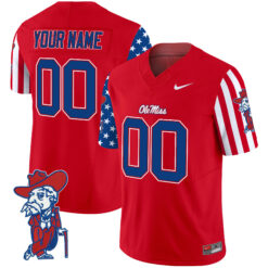 Custom Ole Miss Rebels Football American Style Red Stitched Jersey