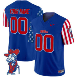 Custom Ole Miss Rebels Football American Style Royal Blue Stitched Jersey