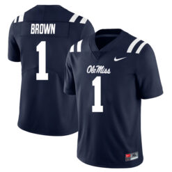 AJ Brown Ole Miss Rebels Football Navy Home Stitched Jersey