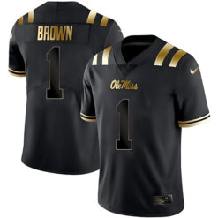 AJ Brown Ole Miss Rebels Football Black Gold Stitched Jersey