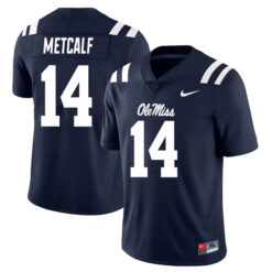 DK Metcalf Ole Miss Rebels Football Navy Home Stitched Jersey