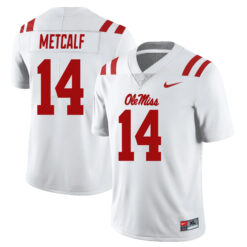 DK Metcalf Ole Miss Rebels Football White Away Stitched Jersey