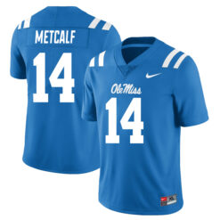 DK Metcalf Ole Miss Rebels Football Powder Blue Alternate Stitched Jersey