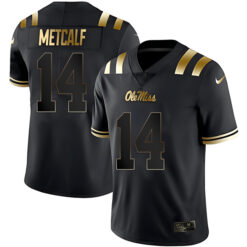 DK Metcalf Ole Miss Rebels Football Black Gold Stitched Jersey