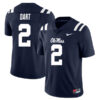 Jaxson Dart Ole Miss Rebels Football Navy Home Stitched Jersey