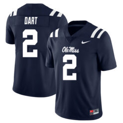 Jaxson Dart Ole Miss Rebels Football Navy Home Stitched Jersey